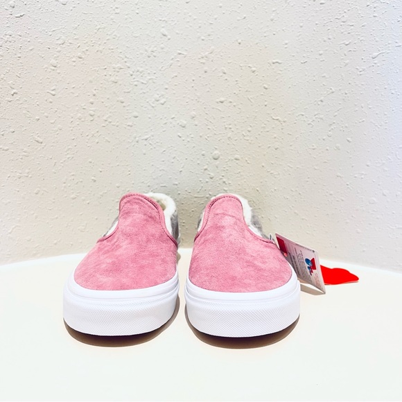 Vans Unisex Pig Suede Shearling Slip On Pink Grey Sneakers Sz W 9 M 7.5 NWT - Picture 8 of 16